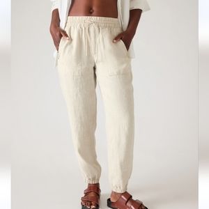 Athleta Retreat Linen Jogger Tan Size L